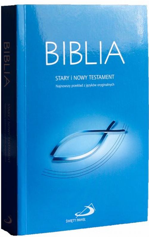 Biblia 'z rybką' miękka, niebieska z paginatorami
